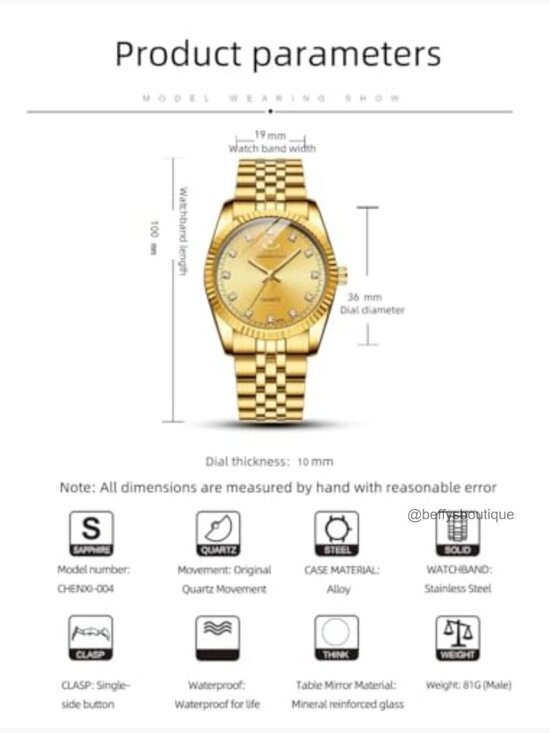 Classic Stainless Steel Crystals Quartz Wrist Watch, Adjustable Bracelet main image 4